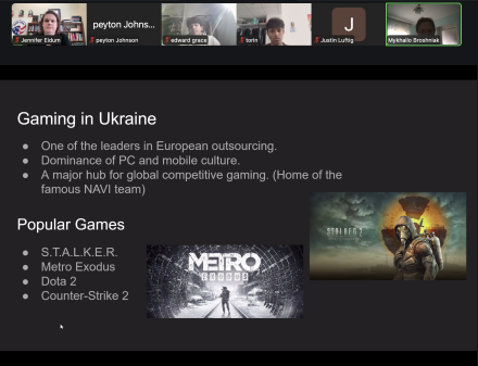 Zoom screen of students presenting their project. 